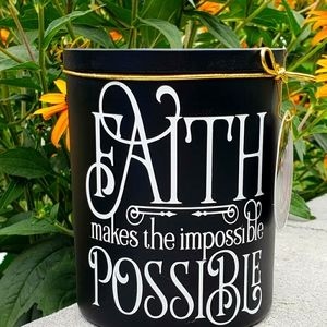 Highly fragrant, Natural Soy Candle with Ribbon wick and uplifting sentiment.